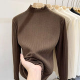 DERMEARNE Knitted Sweater Korean Style Clothes Ladies' Undergarments A Sweater Top Woman Clothes White Sweater Turtlenecks Pullovers