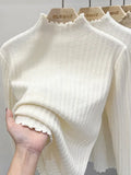 DERMEARNE Knitted Sweater Korean Style Clothes Ladies' Undergarments A Sweater Top Woman Clothes White Sweater Turtlenecks Pullovers