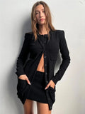 DERMEARNE Korean Fashion Long Cardigans For Woman Knitted Long Sleeve Top Button Up Cardigan Black Open Front Cardigan With Pockets Brown