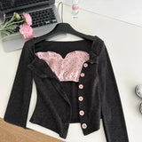 DERMEARNE Korean Fashion Polka Dot 2-piece Set Women Design Sweet Slim Long Sleeve V-neck Tops Female + Elastic Waist Pink Ruffle Skirt