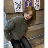 DERMEARNE Korean Retro Washed Short Denim Jacket Men's Spring and Autumn Personalized Niche Design Stand Collar Y2K Jacket Tops