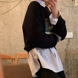 DERMEARNE Korean Striped Loose All-match Blouse Spring Autumn New Polo Neck Long Sleeve Preppy Style Shirt Tops Trend Casual Women Clothes