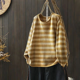 DERMEARNE Korean Style Contrasting Color Stripes Ulzzang Loose 2025 Autumn New Versatile Knitted Women's Casual Pullovers Top
