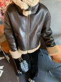 DERMEARNE LY VAREY LIN New Autumn Winter Streetwear Faux Leather Lamb Fur Short Jacket Women Vintage Loose Thick Warm Moto Biker Pu Coat