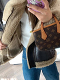 DERMEARNE LY VAREY LIN New Autumn Winter Streetwear Faux Leather Lamb Fur Short Jacket Women Vintage Loose Thick Warm Moto Biker Pu Coat