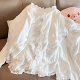 DERMEARNE Lace Sleepwear Women Pajama Sets Winter Warm Piiama Fleece Night Wears Button Sets for Women 2 Pieces Pocket V-neck Home Suit