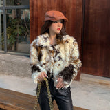 DERMEARNE Lamb Faux Fur Coat for Women Cropped 2025 Vintage Winter Short Plush Fur Jacket Soft Teddy Fake Fur Jackets Overcoat Female