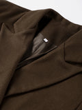 DERMEARNE Lapel Women Long Coats Casual Straight Overcoat Double-Breasted Office Ladies Coat 2025 Autumn Winter Vintage Streetwear Outwear