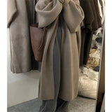 DERMEARNE Lazy Style Mid Length Knee Length Knitted Cardigan Sweater for Autumn and Winter Loose and Niche Design Coat Feeling Soft Jacket