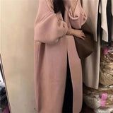 DERMEARNE Lazy Style Mid Length Knee Length Knitted Cardigan Sweater for Autumn and Winter Loose and Niche Design Coat Feeling Soft Jacket