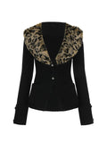 DERMEARNE Leopard Cardigan Women Japanese Gyaru V-neck Long Sleeve Streetwear Slim Sexy Cardigan Sweater Y2k Vintage Top Autuam