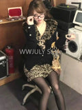 DERMEARNE Leopard Cardigan Women Japanese Gyaru V-neck Long Sleeve Streetwear Slim Sexy Cardigan Sweater Y2k Vintage Top Autuam