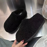 DERMEARNE Leopard Platform Fur Slippers Women Home Cotton Shoes Winter Warm Casual Plush Mules 2025 Trend Flip Flop Woman Snow Botas Mujer