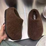 DERMEARNE Leopard Platform Fur Slippers Women Home Cotton Shoes Winter Warm Casual Plush Mules 2025 Trend Flip Flop Woman Snow Botas Mujer