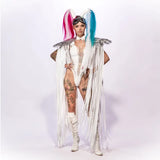 DERMEARNE Leosoxs Gothic Sequin Fringe Tassel Wings Cover Ups Unisex Y2K 2025 Cosplay Costumes Capes Streetwear Beach Party Shawl Cloak