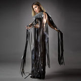 DERMEARNE Leosoxs Gothic Sequin Fringe Tassel Wings Cover Ups Unisex Y2K 2025 Cosplay Costumes Capes Streetwear Beach Party Shawl Cloak