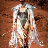 DERMEARNE Leosoxs Gothic Sequin Fringe Tassel Wings Cover Ups Unisex Y2K 2025 Cosplay Costumes Capes Streetwear Beach Party Shawl Cloak