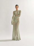 DERMEARNE Long Sleeve Knit Beach Dress Women Sexy See Through Slim Maxi Dress Summer Elegant Solid Backless Long Dress Holiday Outfit 2025