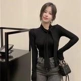 DERMEARNE Long Sleeved T-shirt Women's Design Popular Top Blusas Clothes for Women Tops Shirts Blouses