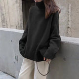 DERMEARNE Lucyever Korean Women's Sweater Solid Casual Loose Turtleneck Sweaters Female Thickened Warm Knitted Pullover Autumn Winter 2025