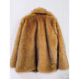 DERMEARNE Luxury Faux Raccoon Dog Fur Coat Women Winter Clothes Lapel High Quality Plush Coat Furry Jacket Fluffy Overcoat New Outerwears