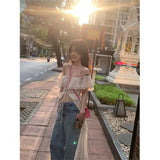 DERMEARNE MEXZT Sweet Ruffles Dress Women Y2K Slash Neck Bandage Robe Vintage Streetwear Hollow Out Dresses Korean Tunic Maxi Vestidos New