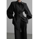 DERMEARNE MEXZT Y2K Black Shirts Women Gothic Harajuku Zipper Long Sleeve Blouses Office Ladies Fashion Korean Elegant Tunic Chic Tops New