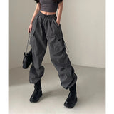 DERMEARNE MEXZT Y2K Cargo Pants Women Streetwear High Waist Baggy Drawstring Joggers Sweatpants Loose Casual Oversize Wide Leg Trousers