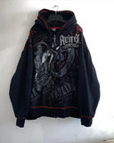 DERMEARNE Men Hoodies Autumn Winter Harajuku Letter Y2k Korean Fashion Print Oversized Pullover Hip Hop Long Sleeve Hooded Street Graphic