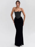 DERMEARNE Mozision Off-shoulder Strapless Sexy Maxi Dress For Women Elegant Sleeveless Backless Bodycon Club Party Evening Long Dress