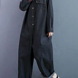 DERMEARNE New Fashion Denim Jumpsuit Suit Women Blue Denim Long Sleeve Playsuits High Waist Large Size Tops Casual One Piece Outfit Women
