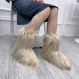 DERMEARNE New Fashion Mongolia Fur Woman Snow Boots Rainbow  Lady Winter Boots Warm Boots Women Boots Shoes Bottes de neige femmes