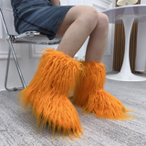 DERMEARNE New Fashion Mongolia Fur Woman Snow Boots Rainbow  Lady Winter Boots Warm Boots Women Boots Shoes Bottes de neige femmes