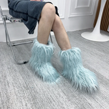 DERMEARNE New Fashion Mongolia Fur Woman Snow Boots Rainbow  Lady Winter Boots Warm Boots Women Boots Shoes Bottes de neige femmes