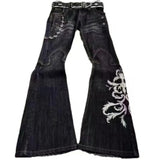 DERMEARNE New High Waist Harajuku Loose Embroidered Women Jeans with Rock Punk Style Y2K Micro La Retro Wide Leg Pants