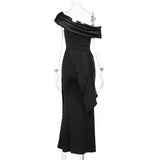 Dermearne New Party Evening Dresses Elegant Black Slash Neck Maxi Dress For Women Fashion Short Sleeve Bodycon Banquet Vestidos Female