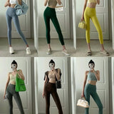 DERMEARNE New Pilates No Embarrassment Line Nude Yoga Pants High Waisted Lift Hip Tight Exercise Tight Nine Minute Pants