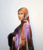 DERMEARNE New Style Malaysian Plain Crinkle Satin Chiffon Hijabs for Women in Satin Dubai Kuwaiti Satin Ribbon Ombre Vela Watercolor Hijab