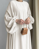 DERMEARNE New Women Muslim Dresses Fashion Simple Solid Abaya Ramadan Caftan Elegant Female Casual Plain Maxi Dress Modest Dress for Women