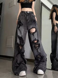 DERMEARNE Niche Design Jeans, High Street Heavy Industry Wide Leg Pants, High-end Floor Length Pants, Trendy Brand Women's Jeans