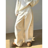 DERMEARNE Off white Jeans Women Y2K Hip Hop Vintage High Waisted Jeans Straight Streetwear Casual Loose Large Size Wide Leg Denim Pants