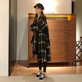 DERMEARNE Plaid Shirt Women's 2025 Spring and Autumn Leisure Loose Long Sleeve Mid-Length over-the-Knee Sun Protection Top Coat