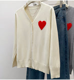 DERMEARNE Plus Size Autumn V-Neck Cardigan Women Love Print Fashion Casual Ladies Cardigans Long Sleeve Korean Style Woman Knitted Coats