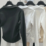 DERMEARNE Polo embroidered long sleeved base shirt for women, 2025 autumn and winter new slim fit and slimming top