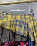 DERMEARNE Real Photo Autumn Trend New Fashion Cotton Plaid Patchwork Irregular Skirt High Waist Pants Skirt Women's Streetwear Y2K Skirt