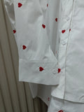 DERMEARNE Real Photo White Heart Turn-over Collar Shirt 2025 Spring and Autumn New Korean Style Casual All-match Thin Blouse Women's Cloth