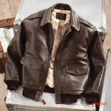 DERMEARNE Retro Oversized US Air Force Leather Jacket Male Female Pilot Couple Leather Coat Male Motorcycle Lapel Solid Windproof Outwear