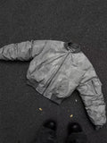DERMEARNE Retro Wasteland Wind Jackets Pleated Design Flight Jacket Baseball Suit Cotton Suit American Parkas Hip Hop Winter Coat New Man