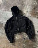 DERMEARNE Retro Zip Hoodie Y2K Mens Punk Rock Hip Hop Silhouette Oversized Hoodie Sweatshirt Casual Zip Jacket Clothes Streetwear