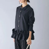 DERMEARNE Ruffles Decoration Shirts & Blouses Women Tops New Spring Autumn Elegant Korean Fashon Long Sleeve Blusas Mujer Camisa Feminina